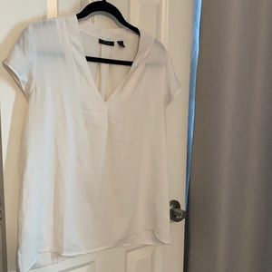 Cap-sleeve ivory Halogen dress shirt